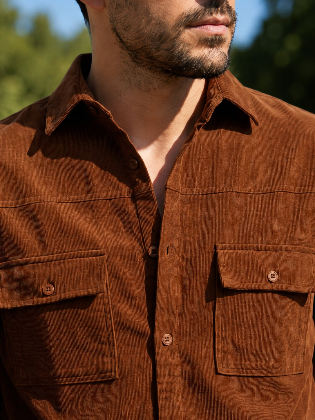 Men Standard Corduroy Cotton Shirt ( RDSH 925Brown )