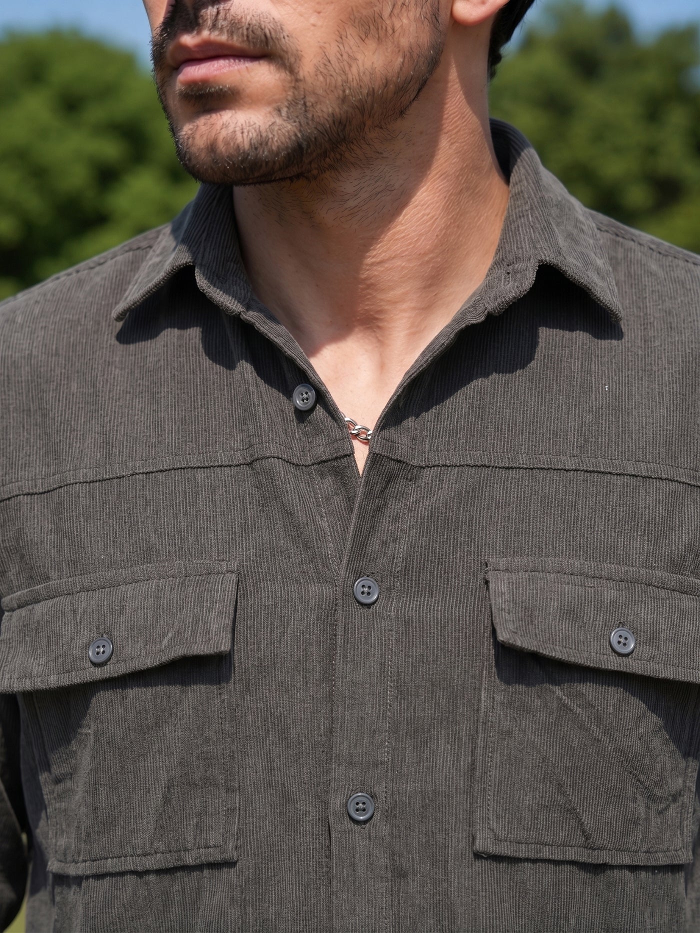 Men Standard Corduroy Cotton Shirt ( RDSH 925Grey )