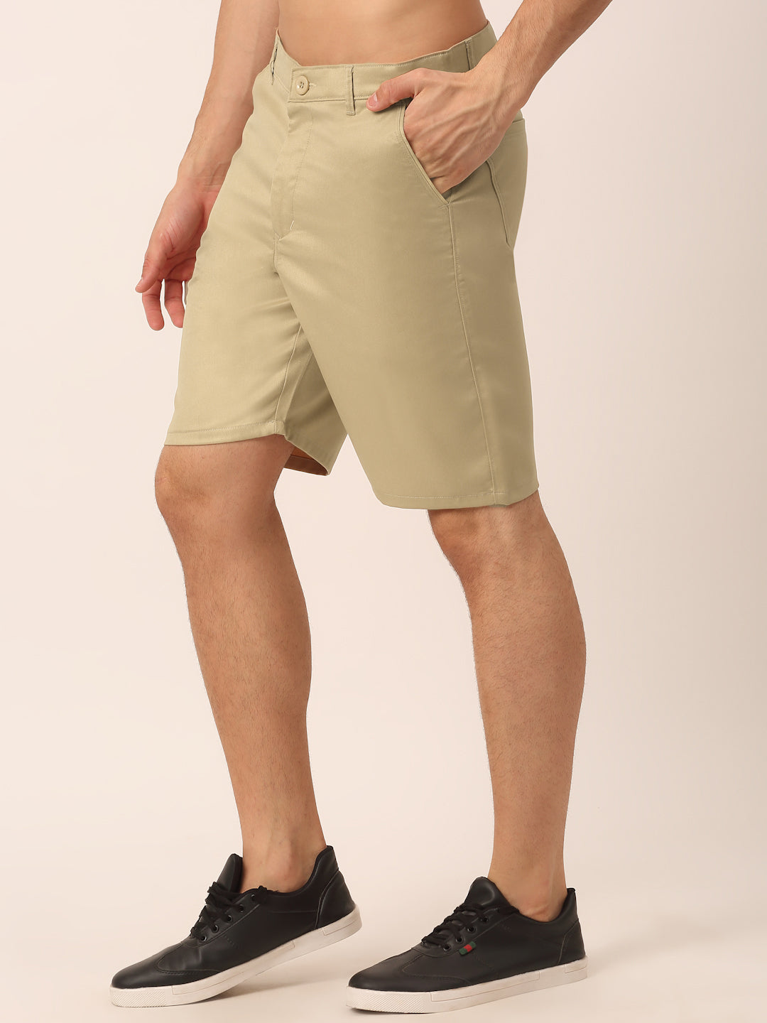 Indian Needle Men's Casual Cotton Solid Shorts ( SGP 153Beige )