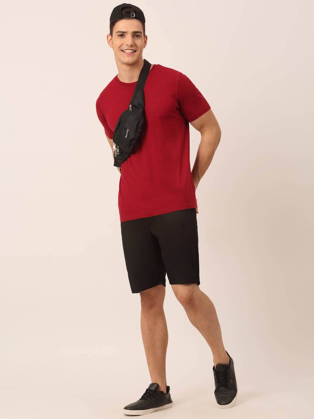 Indian Needle Men's Casual Cotton Solid Shorts ( SGP 153Black )