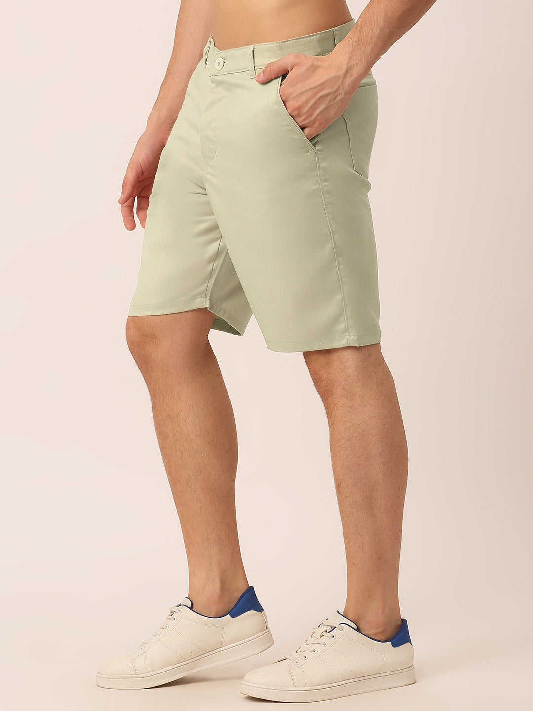 Indian Needle Men's Casual Cotton Solid Shorts ( SGP 153Cream )