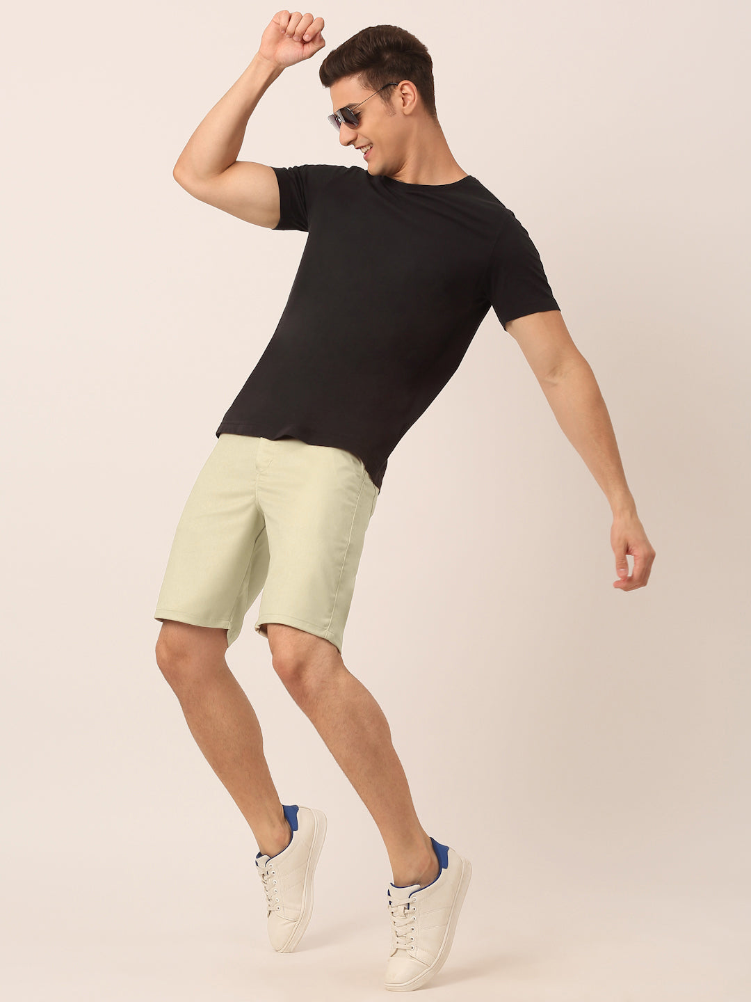 Indian Needle Men's Casual Cotton Solid Shorts ( SGP 153Cream )