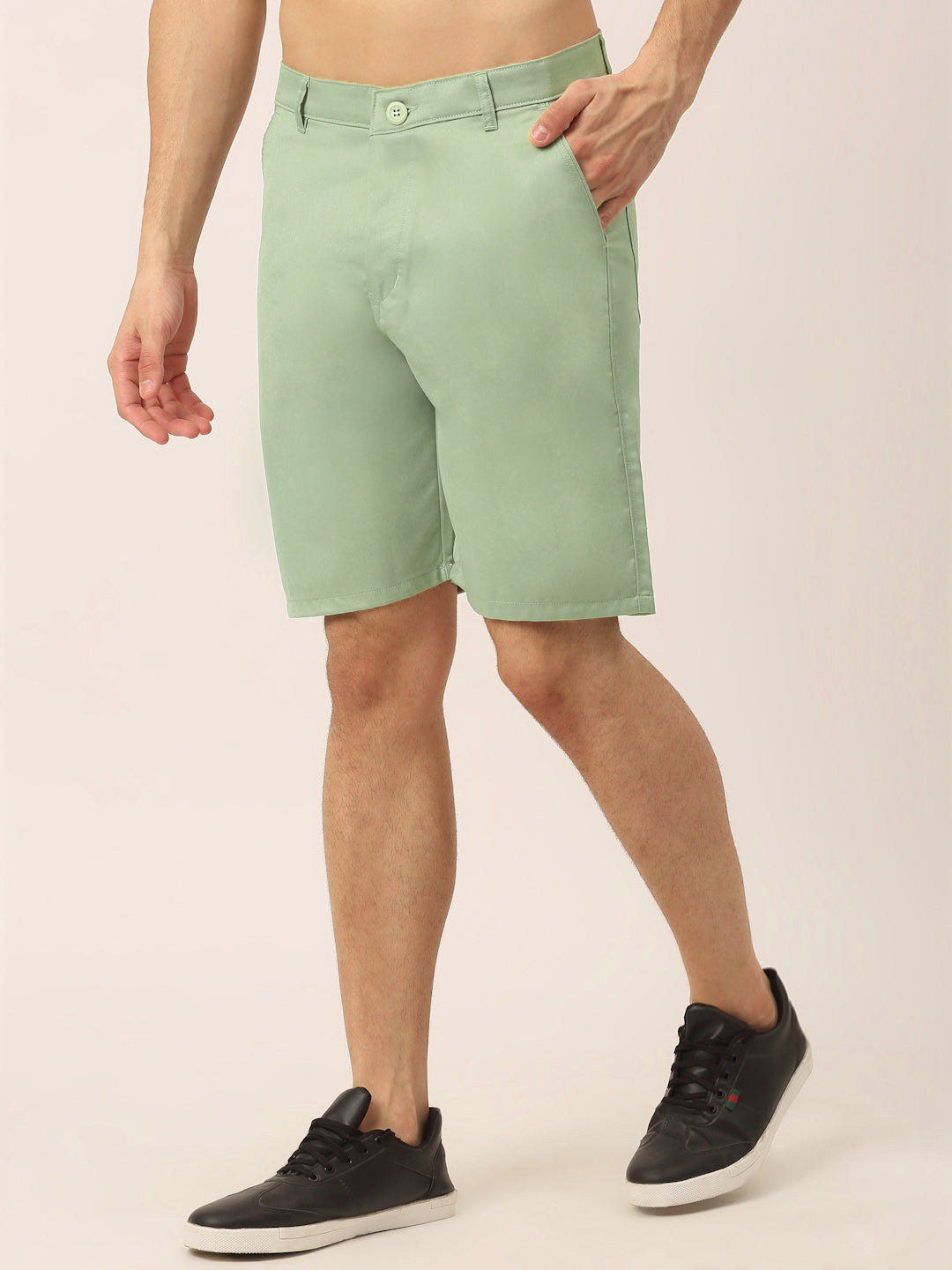Indian Needle Men's Casual Cotton Solid Shorts ( SGP 153Pista-Green )