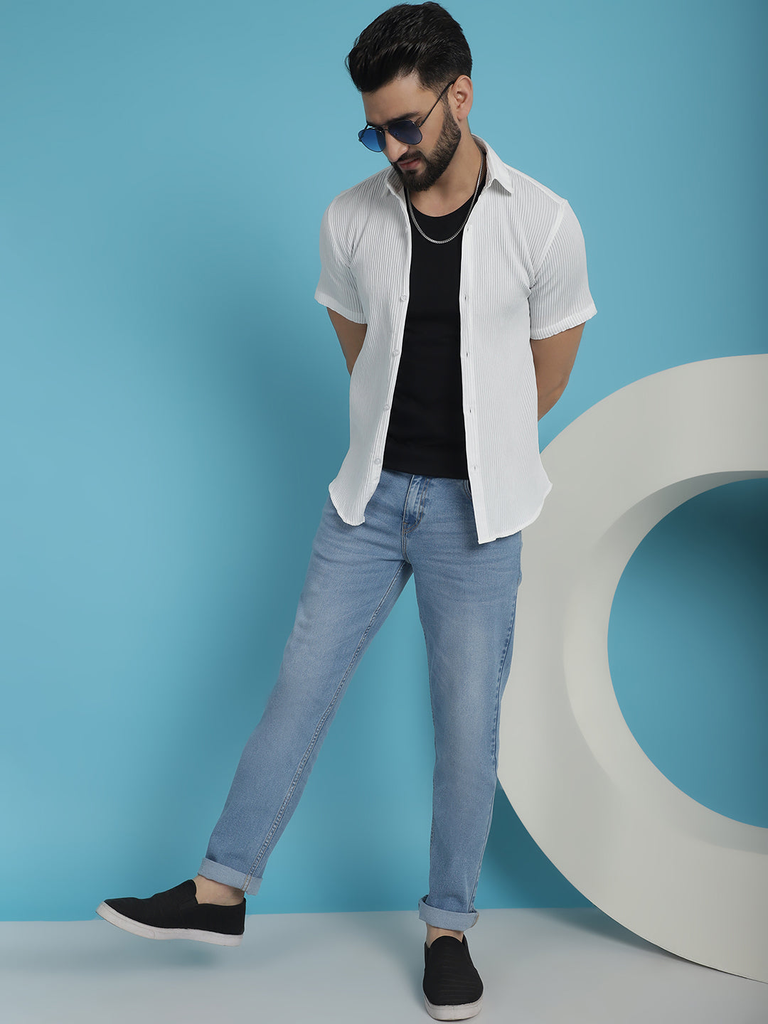 Striped Half Sleeve Casual Shirt for Men's