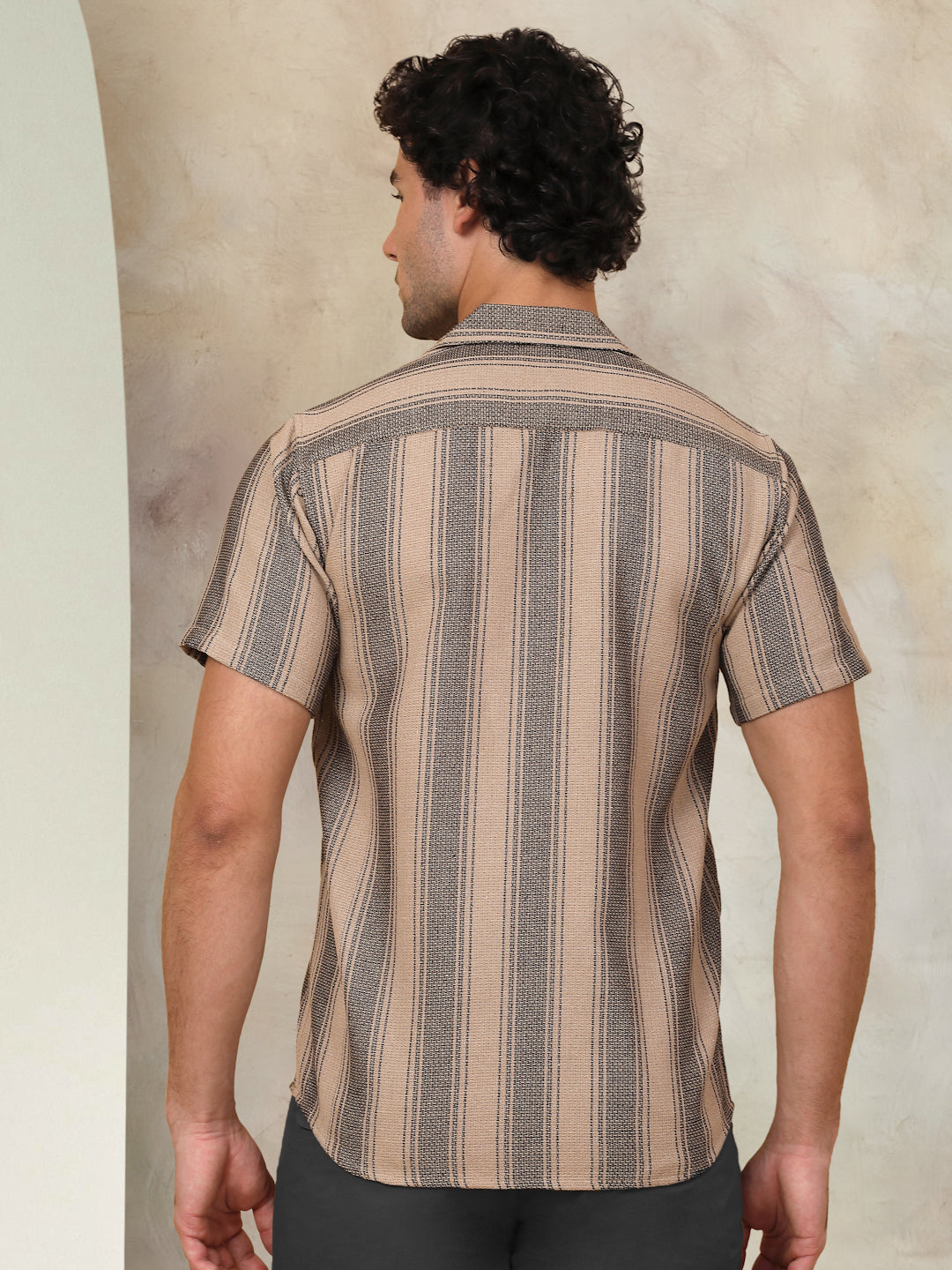 Striped Half Sleeve Cotton Shirt for Men