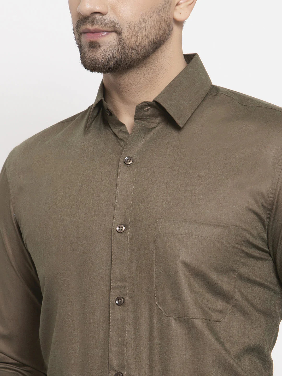 Jainish Men's Cotton Solid Dark Brown Formal Shirt's ( SF 361Dark-Brown )