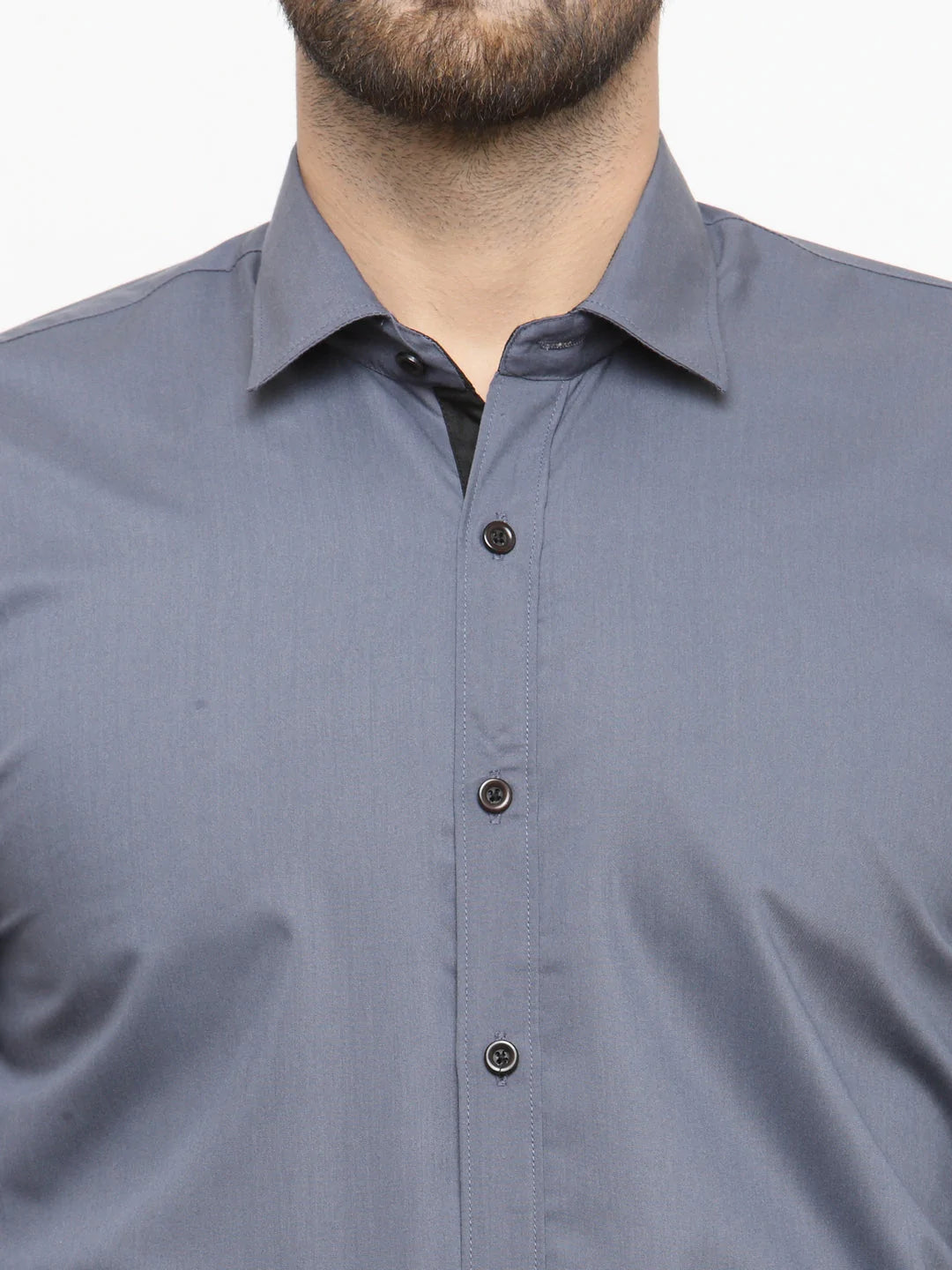 Jainish Grey Formal Shirt with black detailing ( SF 411Grey )