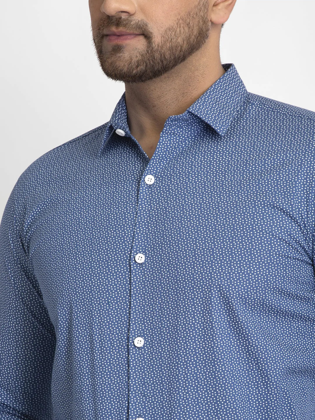 Jainish Blue Men's Cotton Printed Formal Shirts ( SF 428Blue )