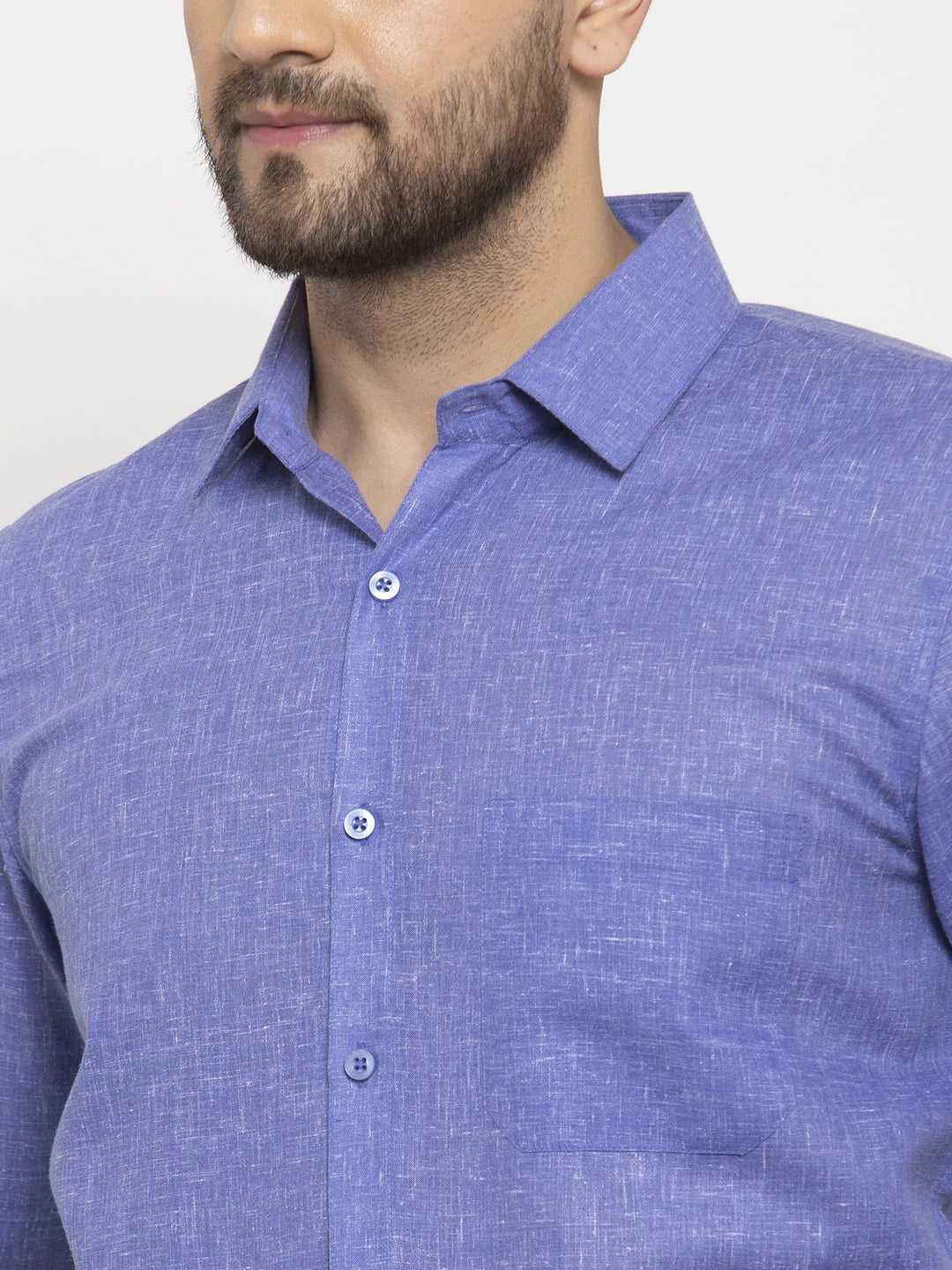 Jainish Blue Men's Dobby Solid Formal Shirts ( SF 762Blue )