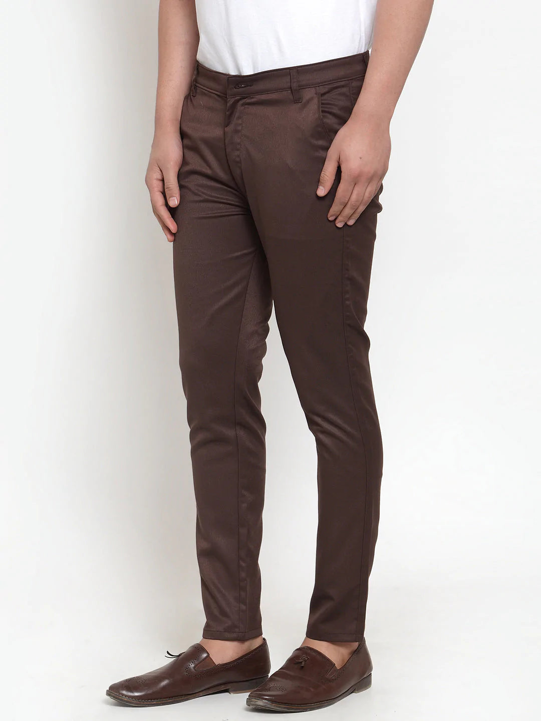 Jainish Men's Brown Solid Formal Trousers ( FGP 253Coffee )