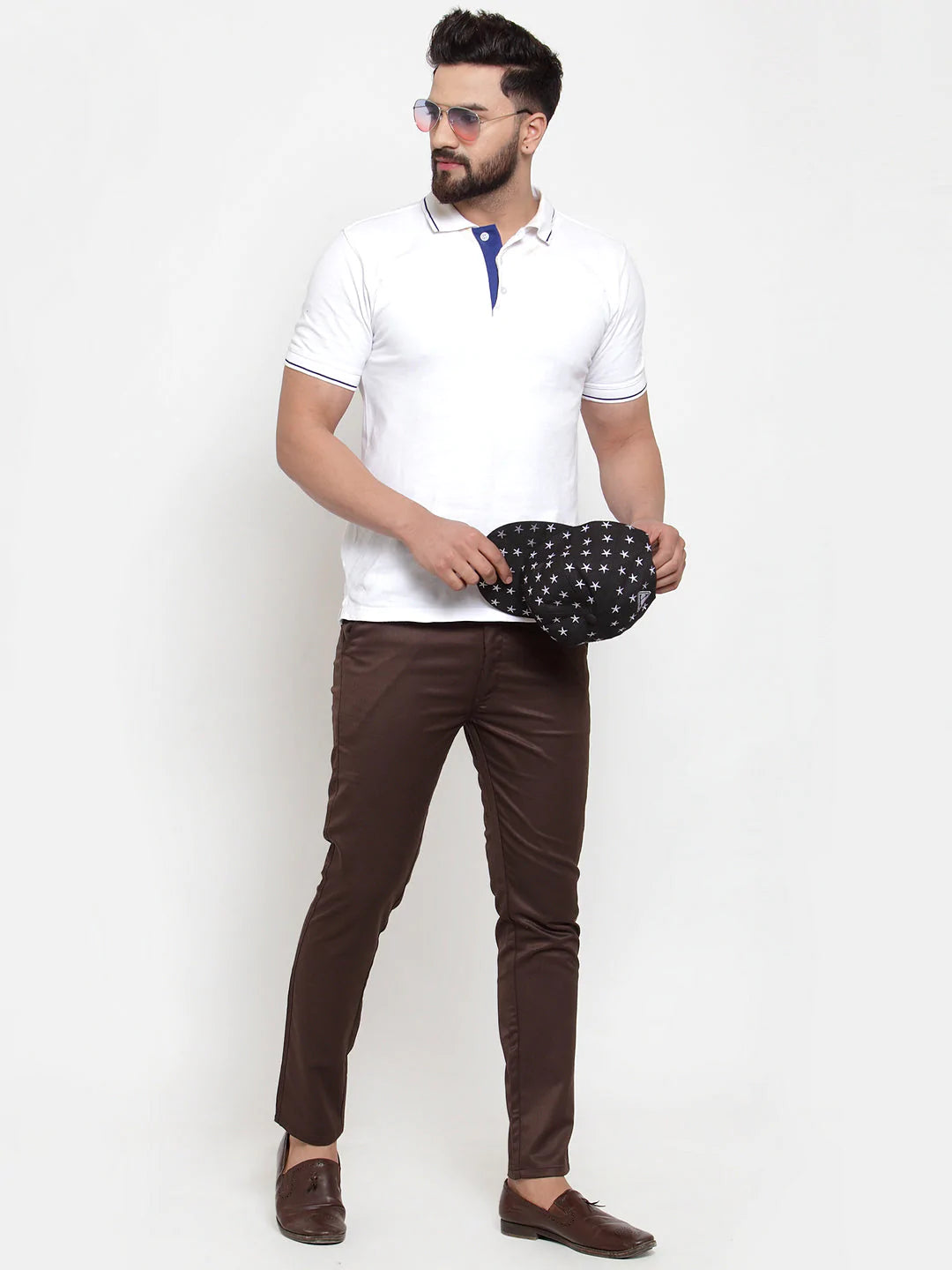 Jainish Men's Brown Solid Formal Trousers ( FGP 253Coffee )