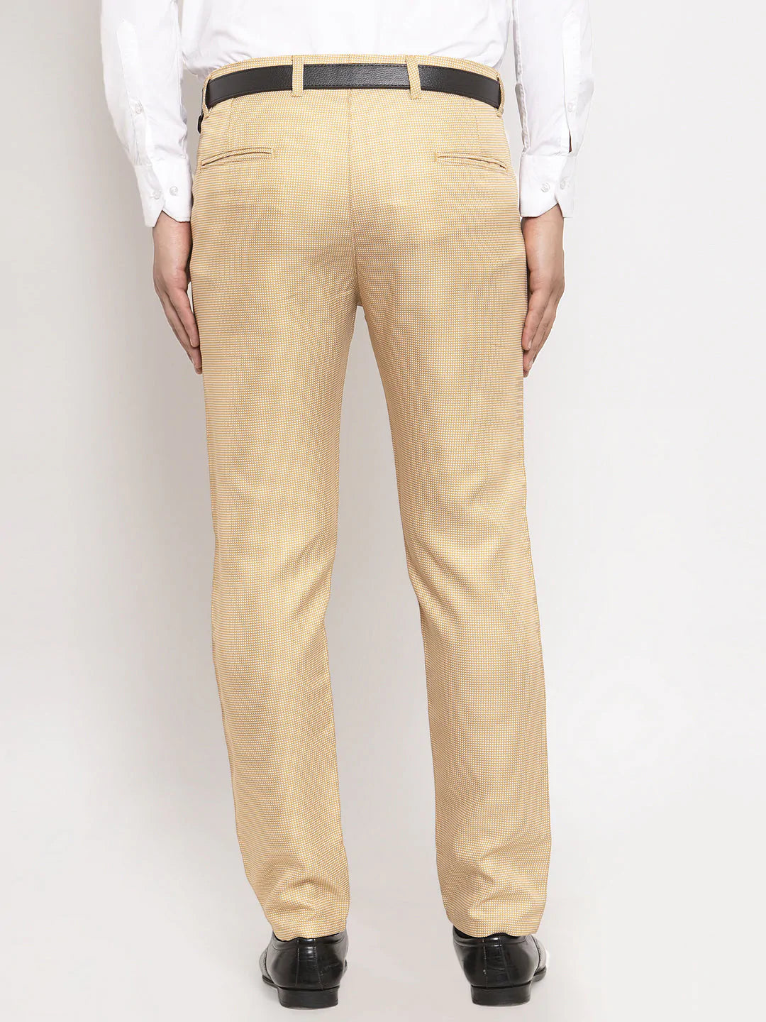 Jainish Men's Gold Cotton Polka Dots Formal Trousers ( GP 257Golden )