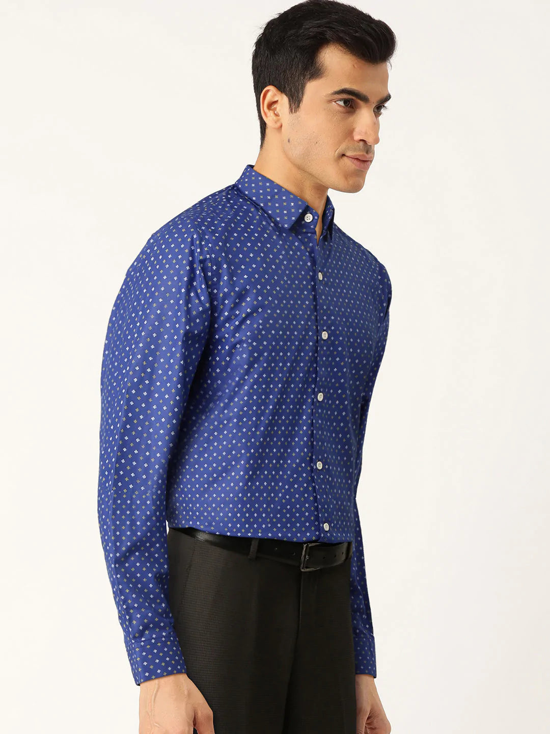 Jainish Blue Men's Cotton Printed Formal Shirts ( SF 716Blue )