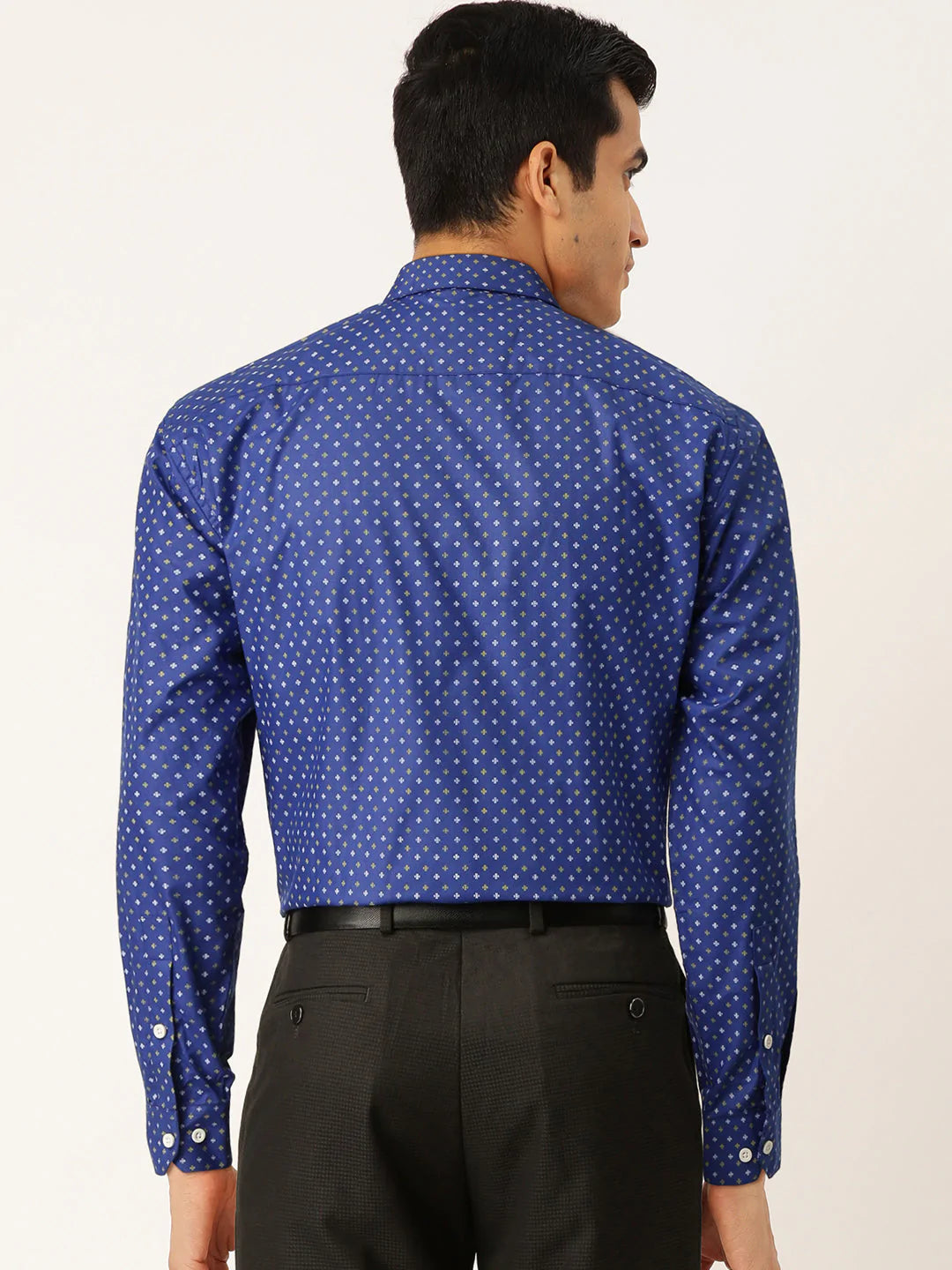 Jainish Blue Men's Cotton Printed Formal Shirts ( SF 716Blue )