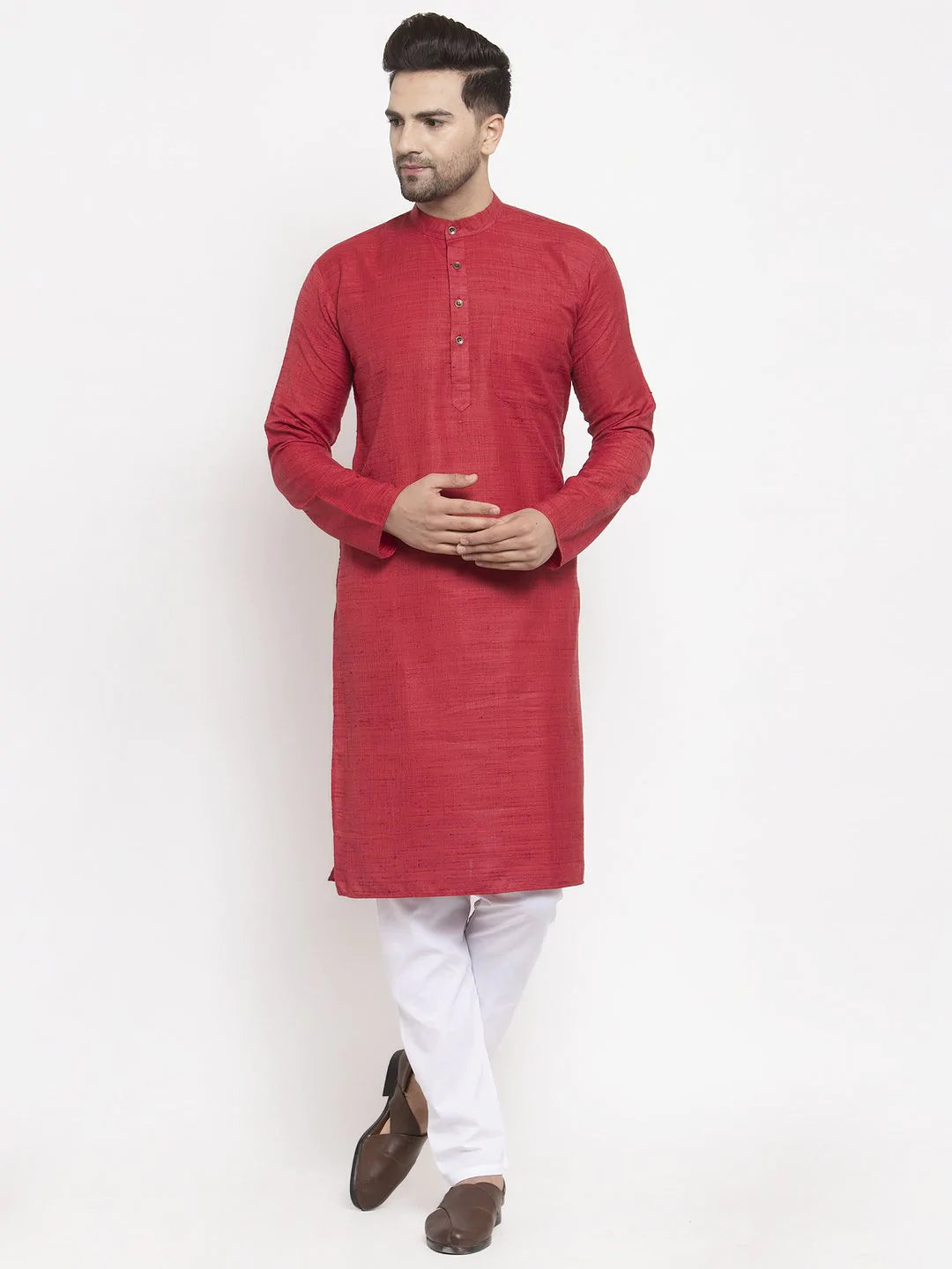 Jompers Men Maroon Self Design Kurta Only ( KO 625 Maroon )
