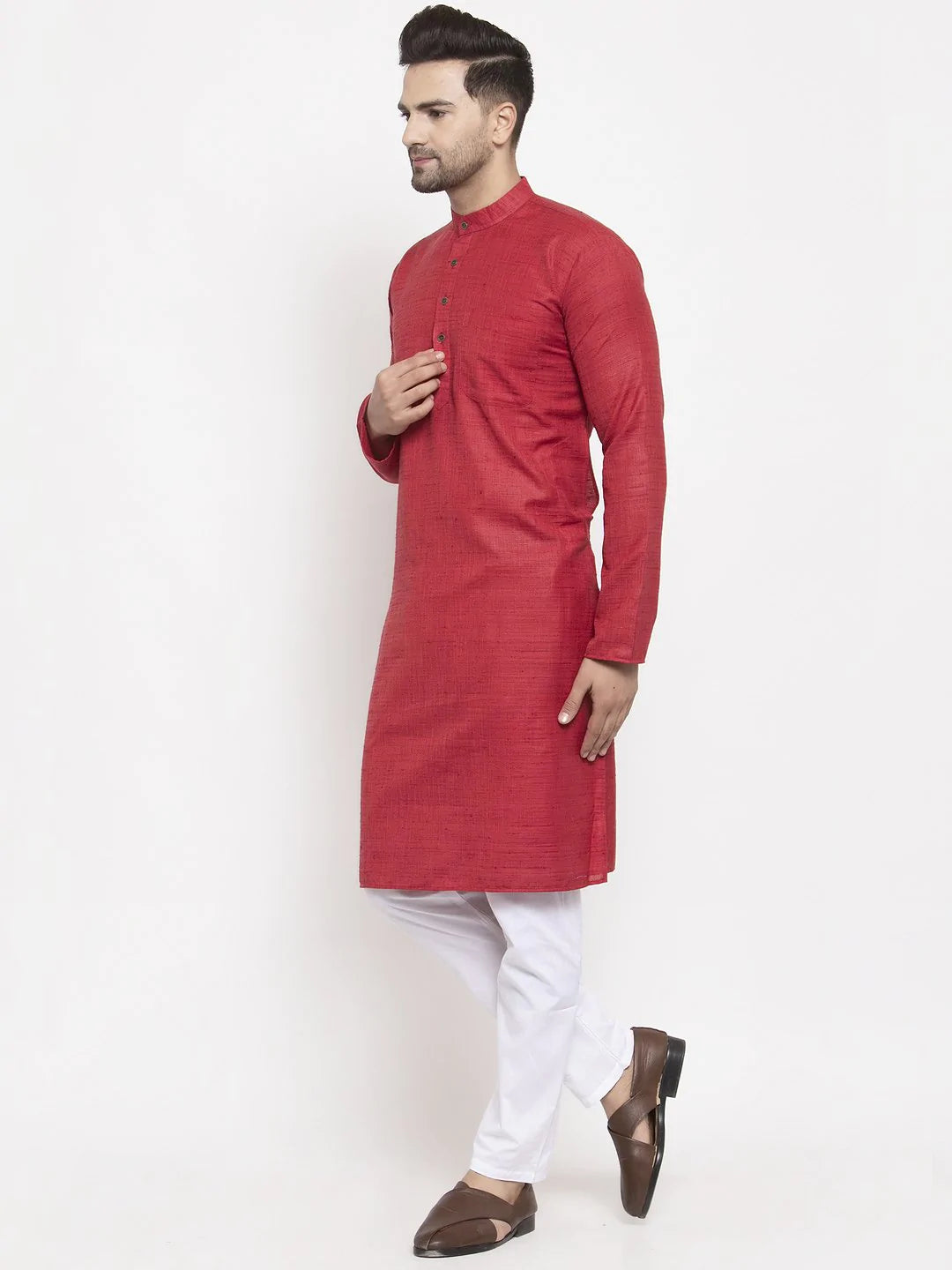 Jompers Men Maroon Self Design Kurta Only ( KO 625 Maroon )