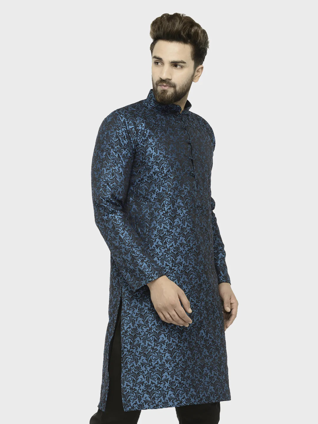 Men Green & Black Self Design Kurta Only ( JOK 517 Green )