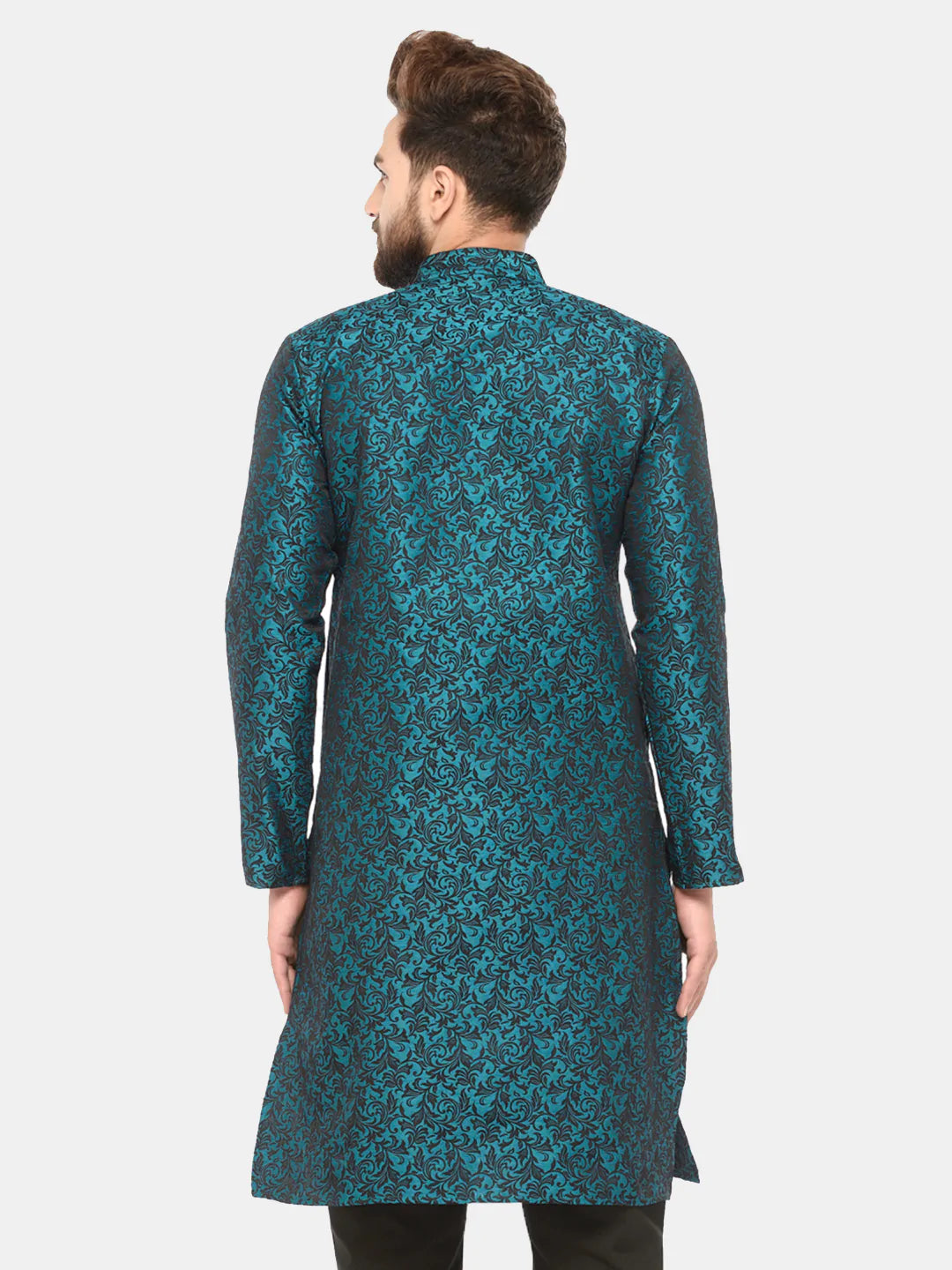 Men Green & Black Self Design Kurta Only ( JOK 517 Green )