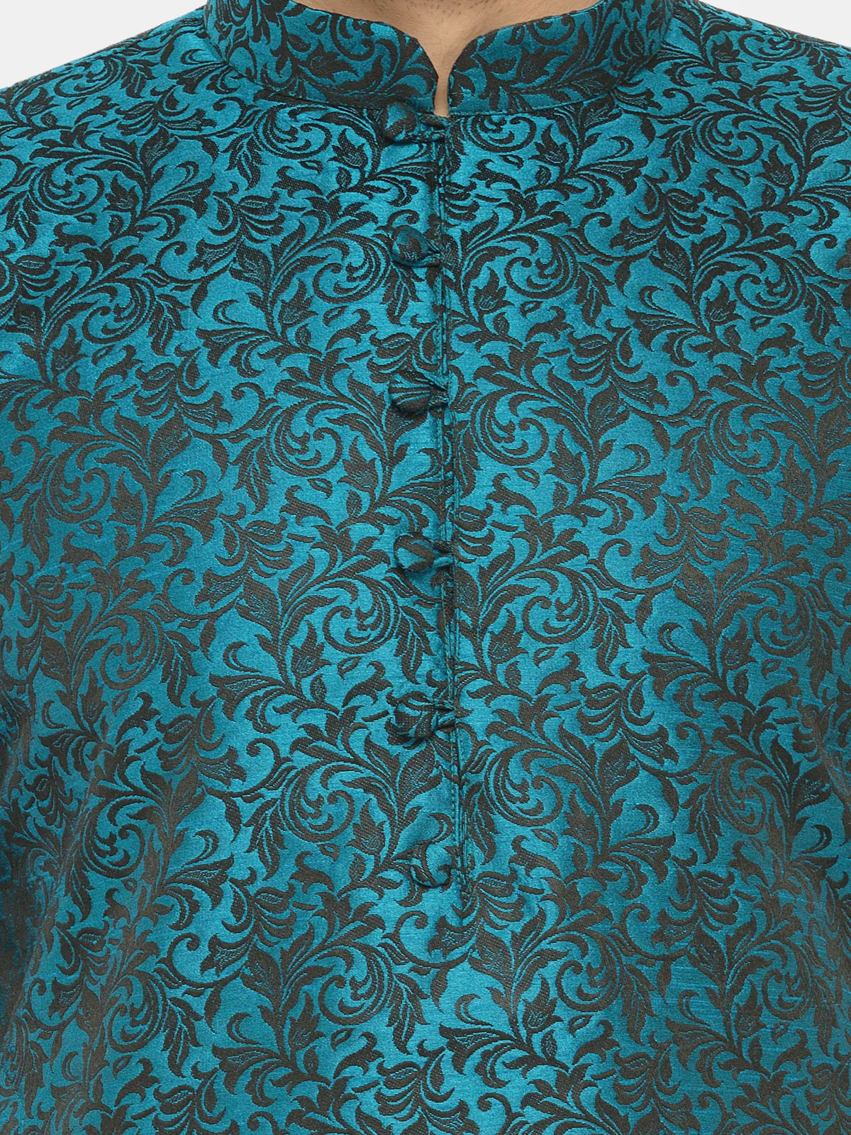 Men Green & Black Self Design Kurta Only ( JOK 517 Green )