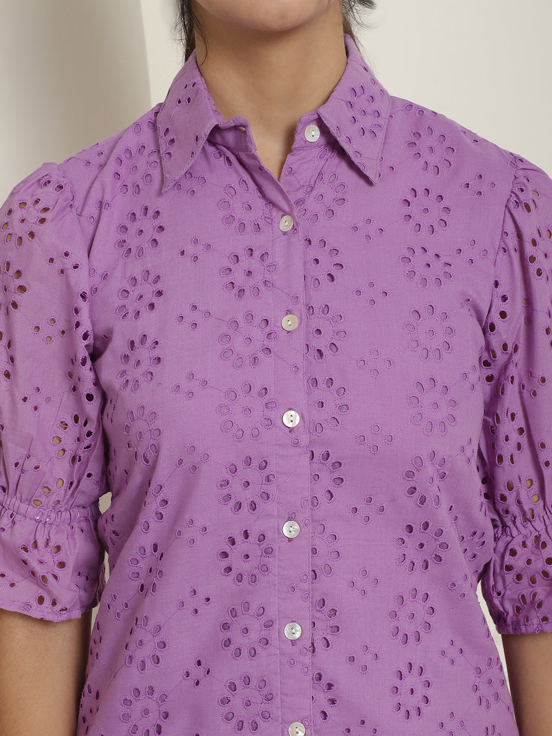 Embroidered Cotton Dress for Women ( JND 2021Purple )