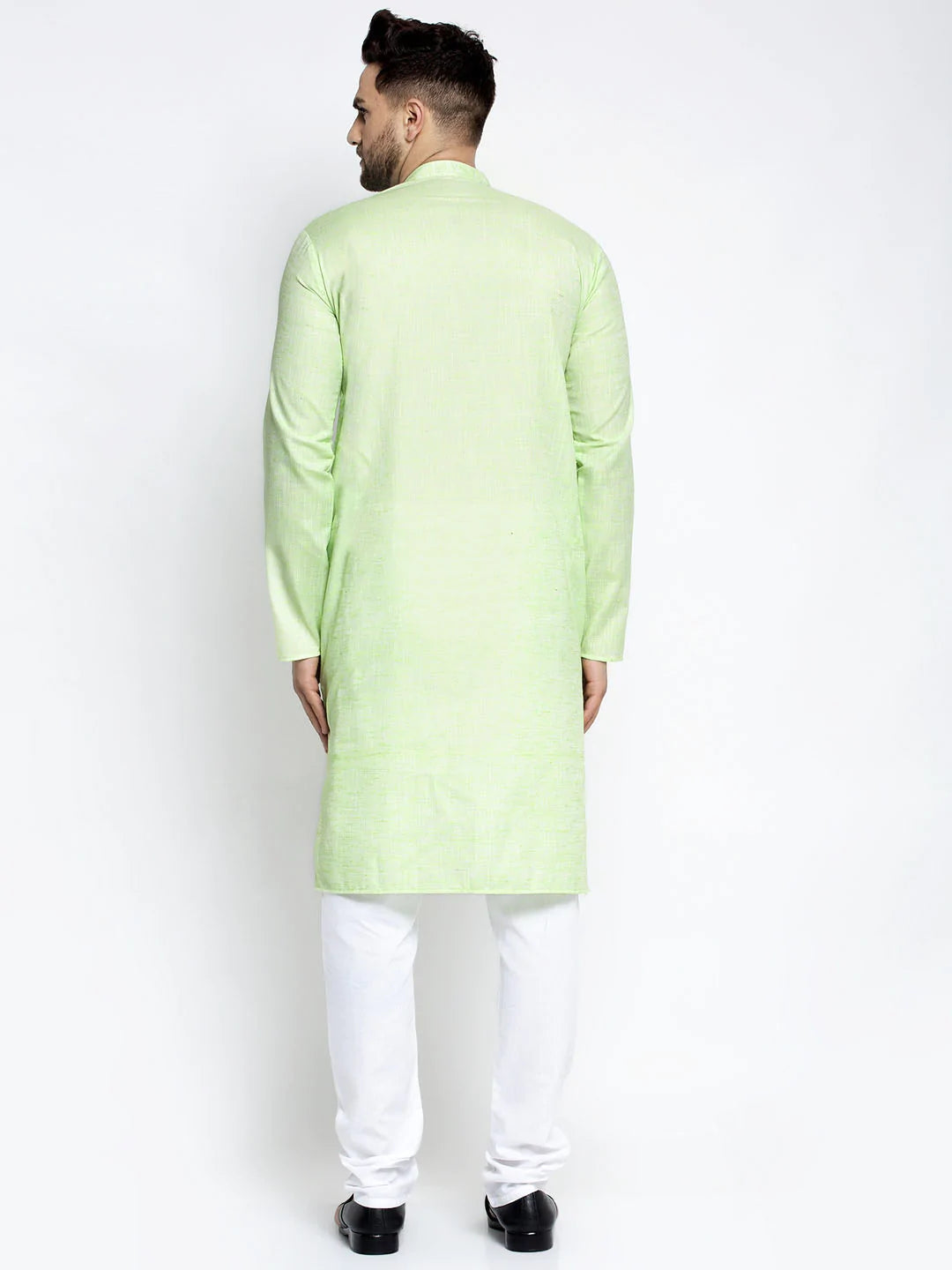 Jompers Men Green & White Self Design Kurta with Pyjamas ( JOKP 638 Green )