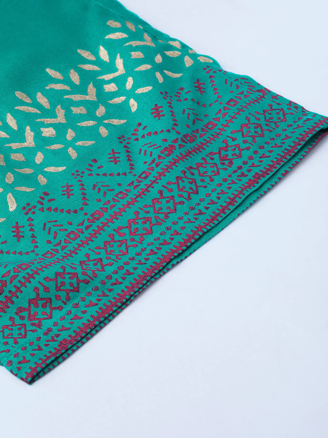 Women Rama-Green & Golden Yoke Design Kurta with Palazzos (JOKPL 1340 Rama)