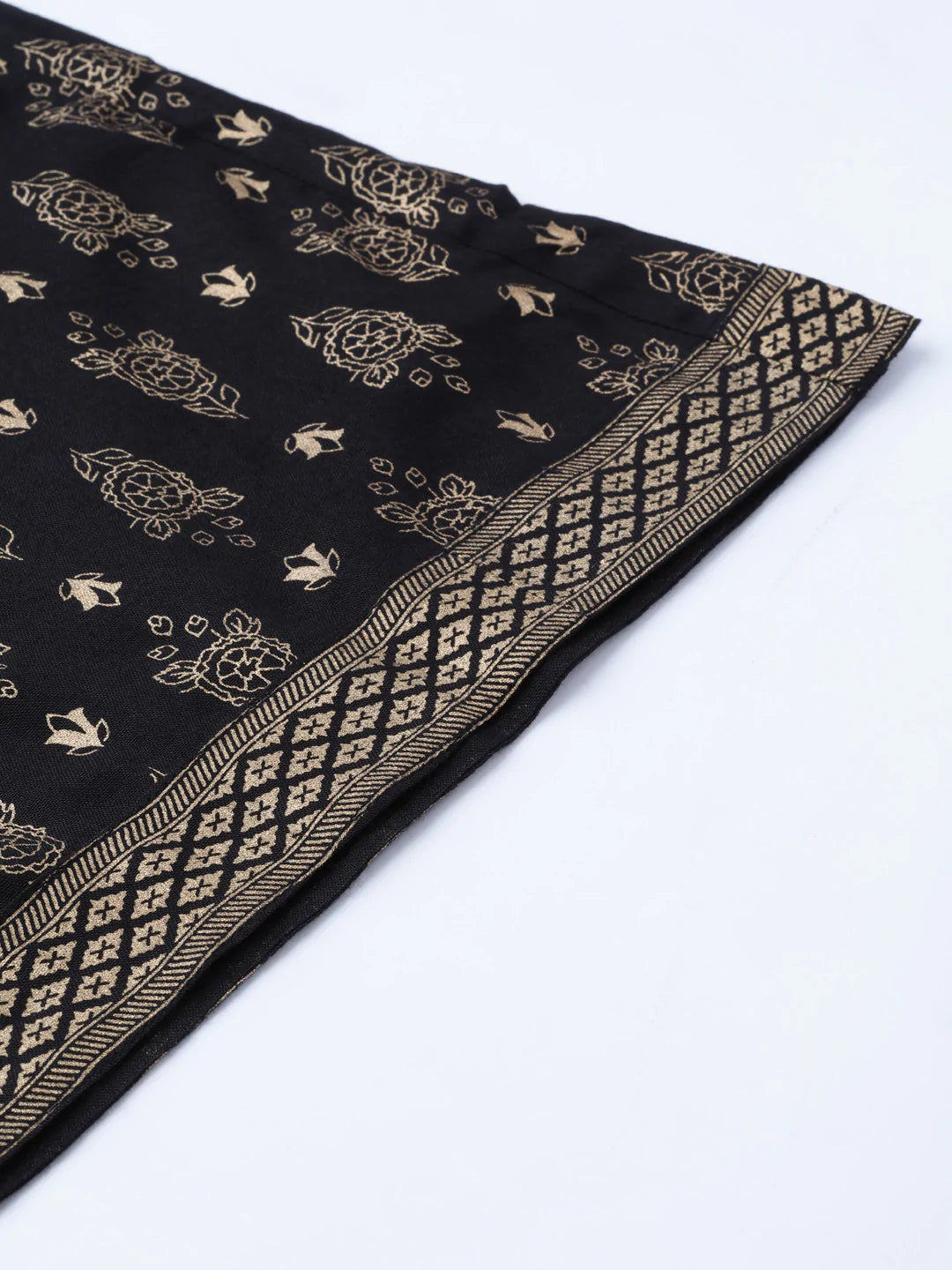 Women Black & Golden Block Printed Kurta with Palazzos ( JOKPL 1345 Black )