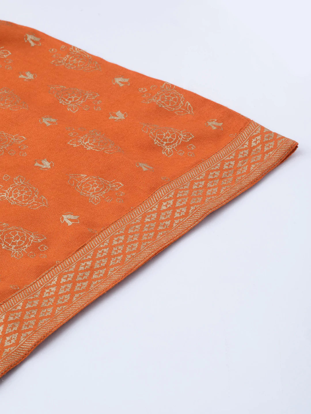 Women Orange & Golden Block Printed Kurta with Palazzos ( JOKPL 1345 Orange )