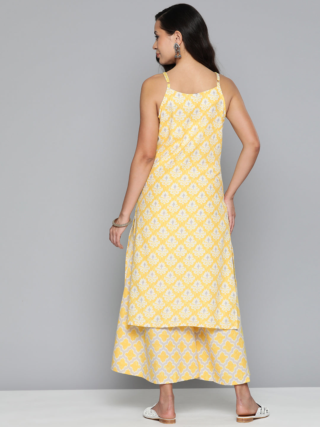 Jompers Women Ethnic Motifs Printed Kurta with Palazzos ( JOKPL 1498 Yellow )