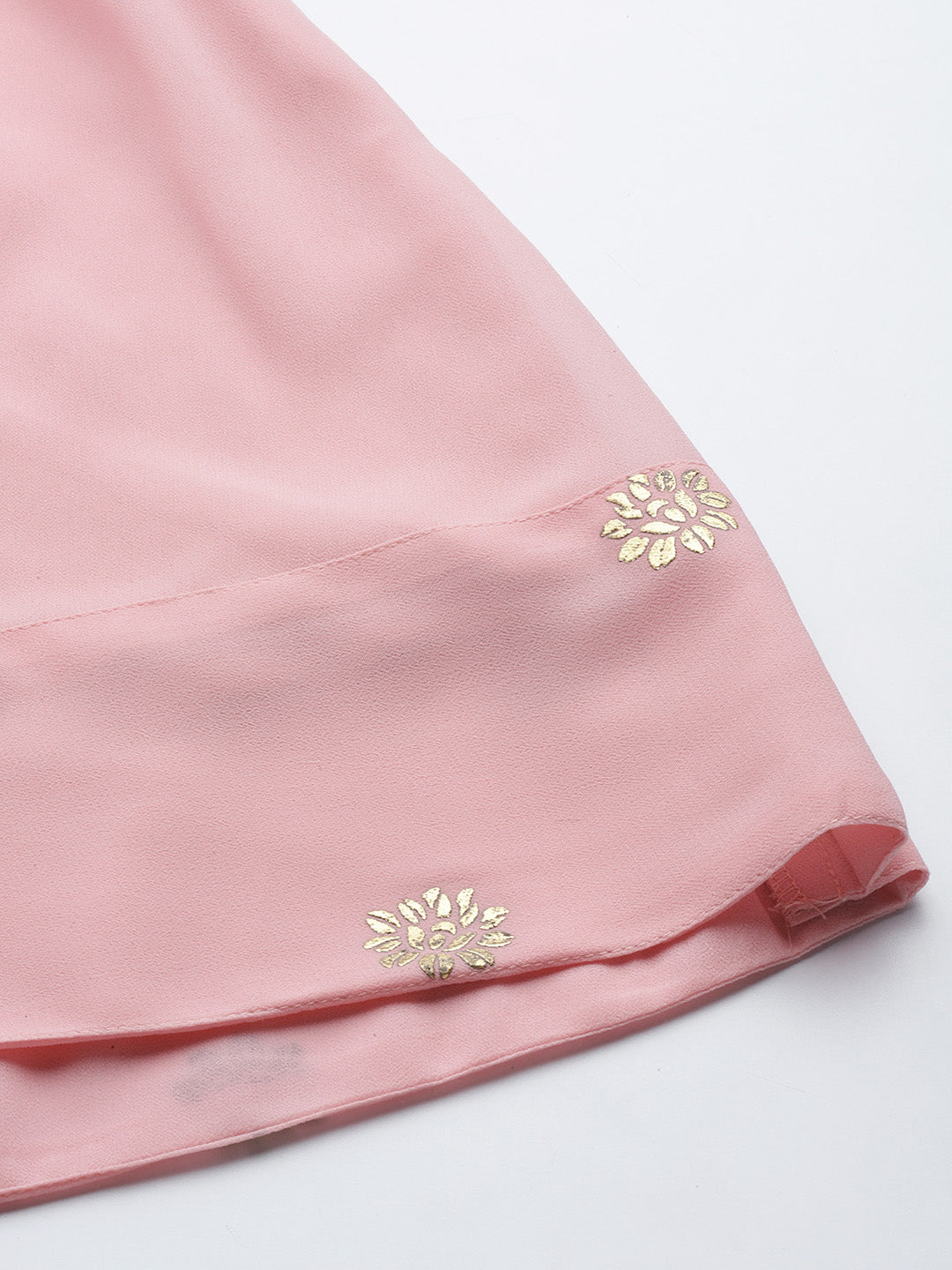 Floral Printed Pleated Pink Georgette Kurta with Palazzos & With Dupatta ( JOKPL D45 Gry 1497 Pink )