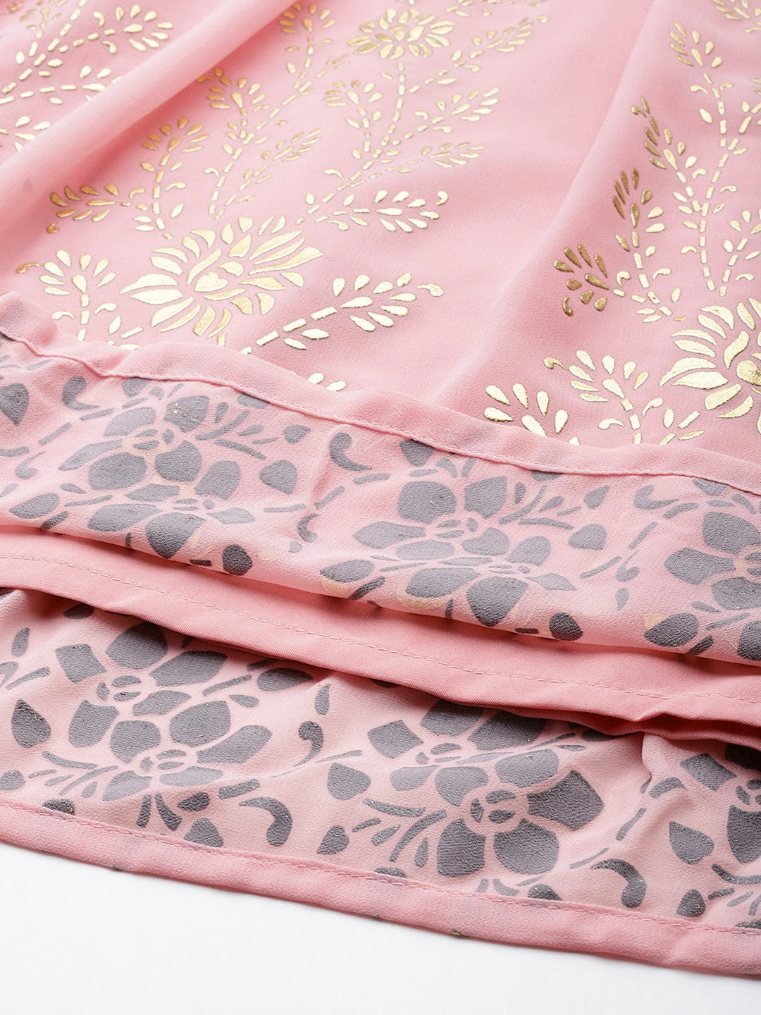 Gorgette Foil Print Kurta palazzo Dupatta Set from Jompers ( JOKPL D50Pnk 1497 Pink )