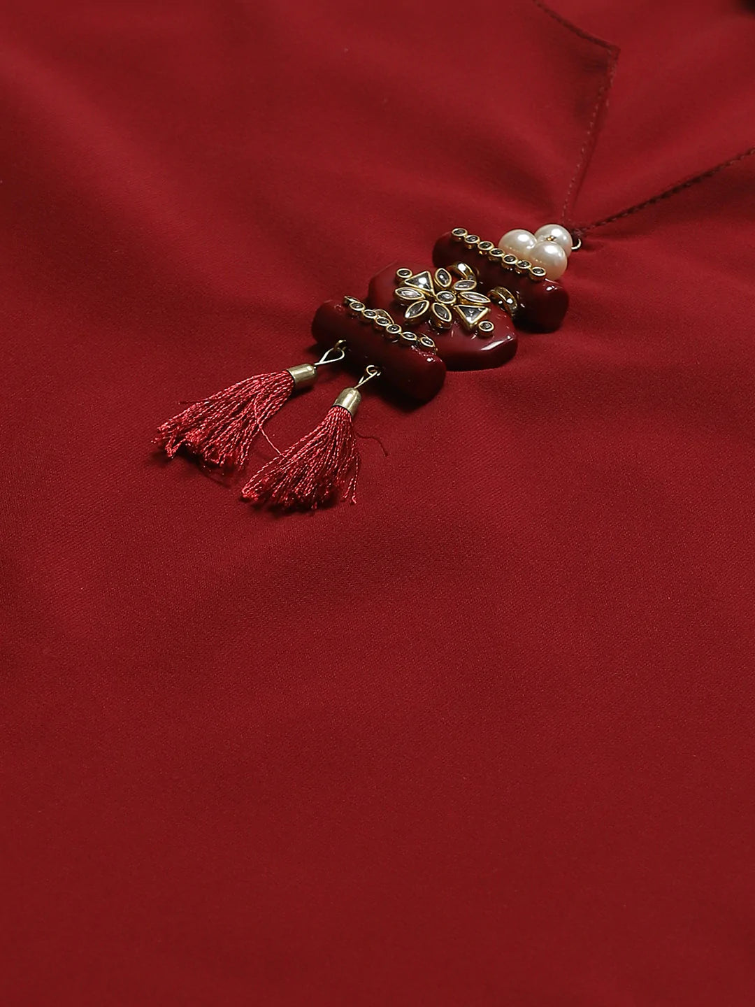 Jompers Women Maroon & Golden Solid Kurti with Sharara & Woven Design Dupatta (JOKPS D14M 1349 Maroon)