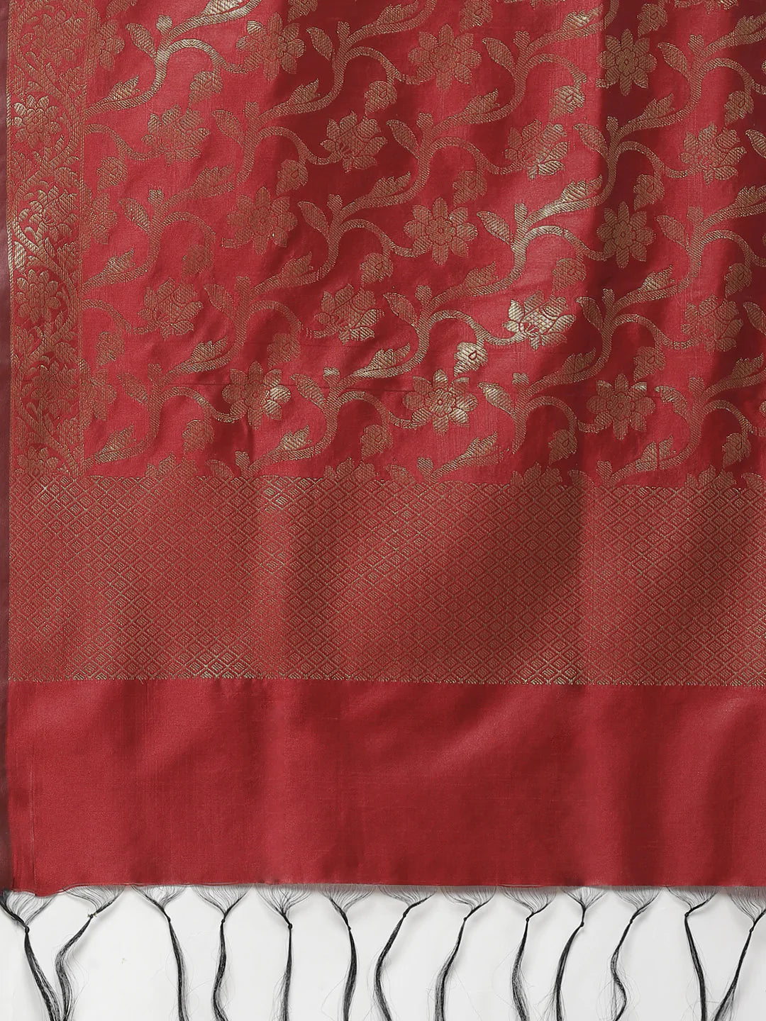 Jompers Women Maroon & Golden Solid Kurti with Sharara & Woven Design Dupatta (JOKPS D14M 1349 Maroon)