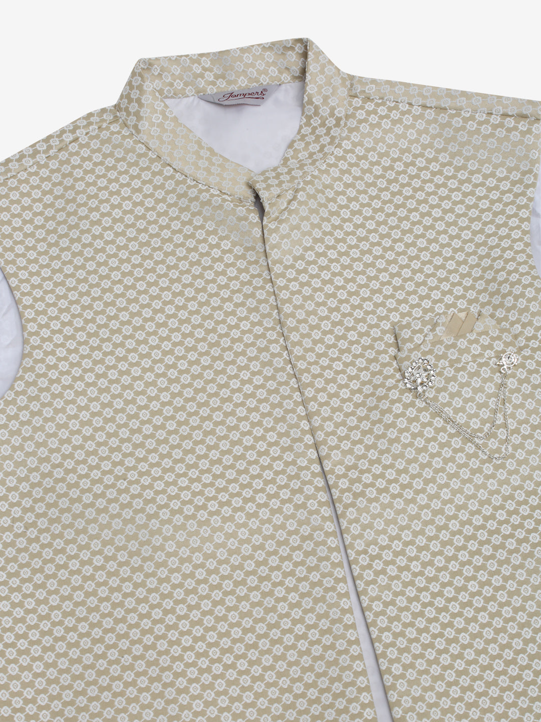 Men's Solid Kurta Pyjama With Shrug Jacket ( JOKPWCS W-D 4067Beige )