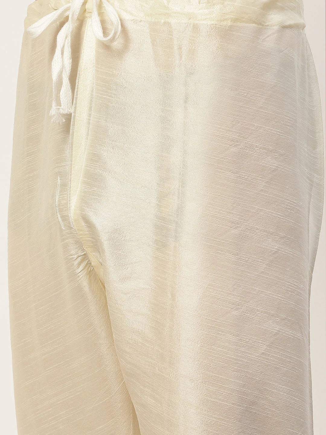 Men's Solid Kurta Pyjama With Floral Cream Printed Nehru Jacket( JOKPWC G-D 4032Cream )
