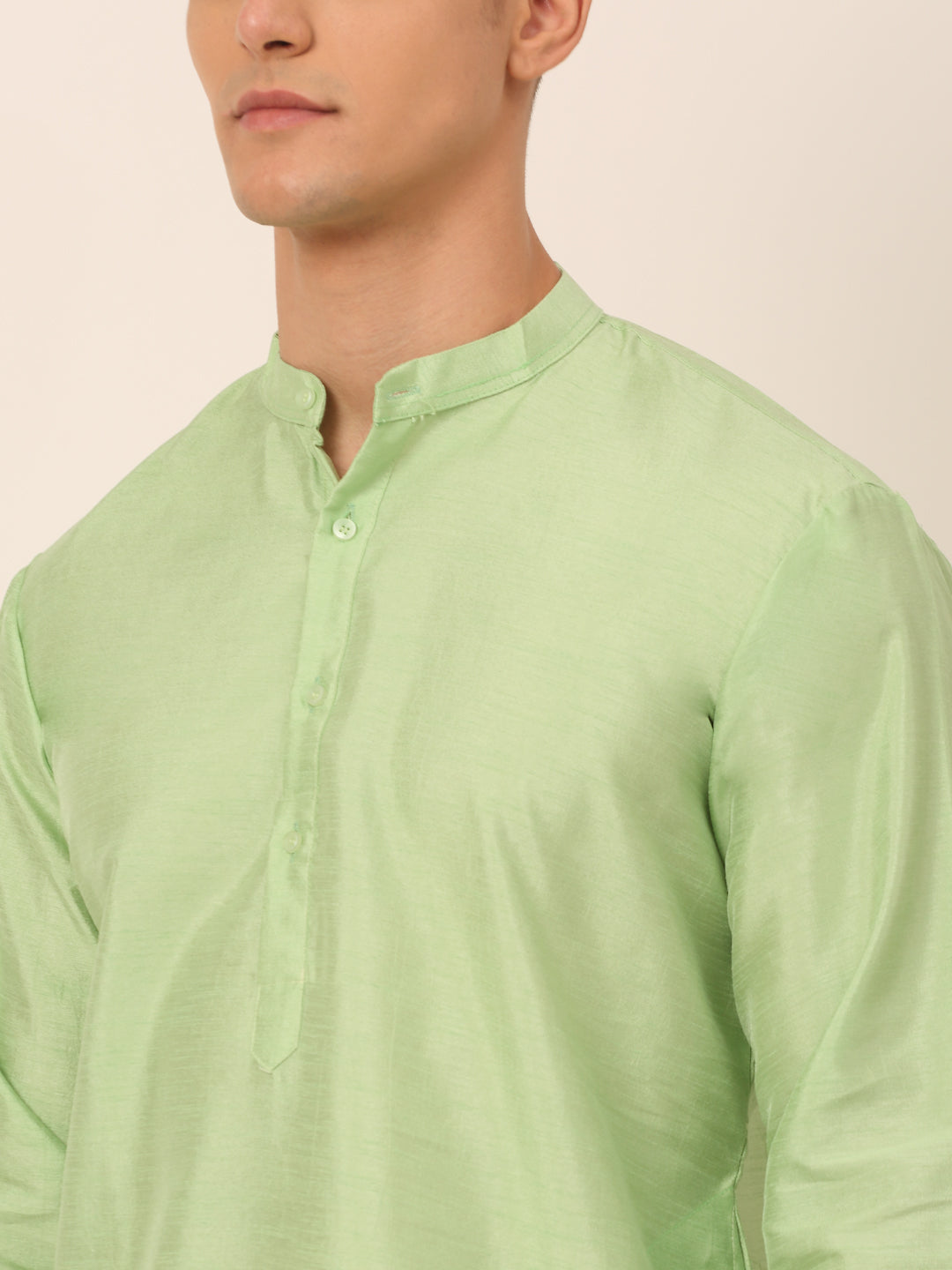 Men's Woven Design Nehru Jacket and Kurta Pyjama Set ( JOKPWC P-D 4045Pista )