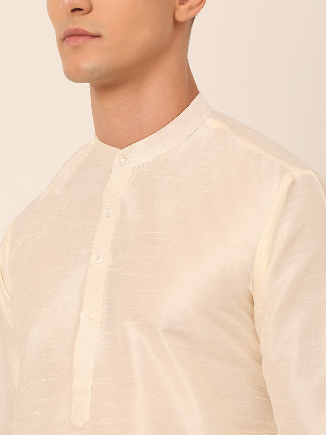 Men's Solid Dupion Silk Kurta Pyjama With Embroidered Nehru Jacket ( JOKPWC W-D 4044Yellow )