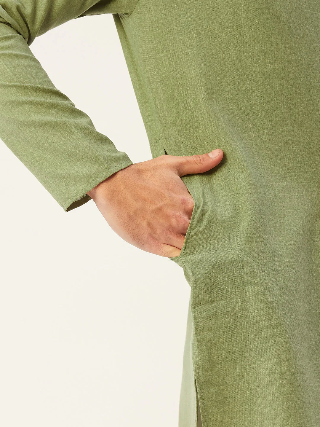 Jompers Men's Pista Cotton Solid Kurta Only ( KO 532 Pista )