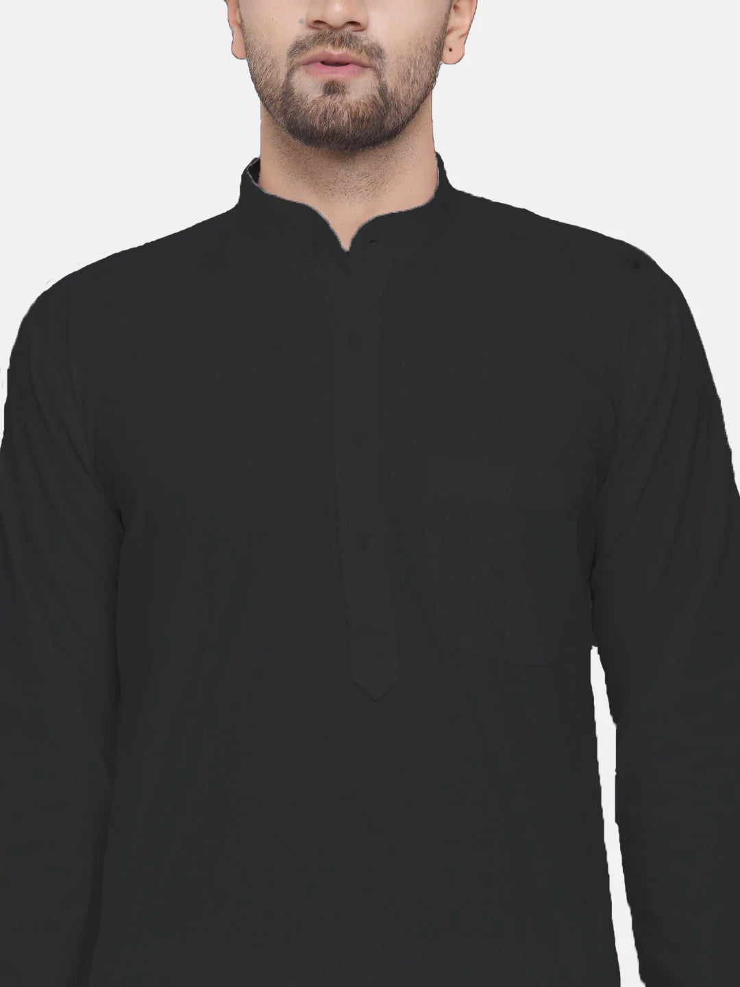 Jompers Men's Black Solid Cotton Kurta Only( KO 555 Black )