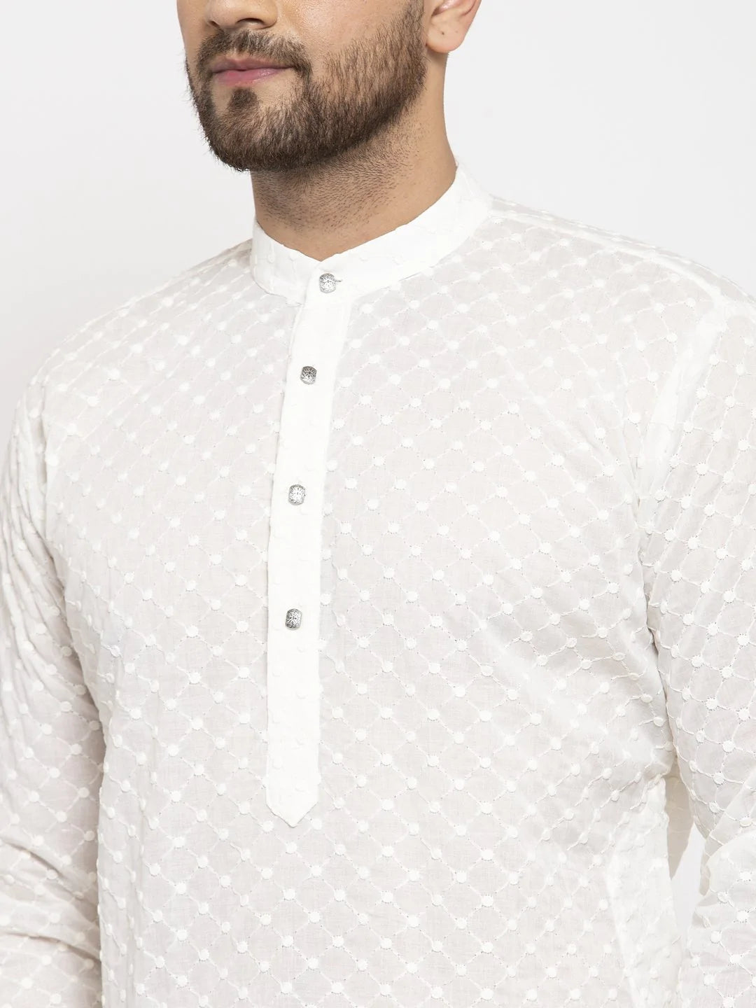 Jompers Men Cream Chikan Kurta Only ( KO 561 Cream )