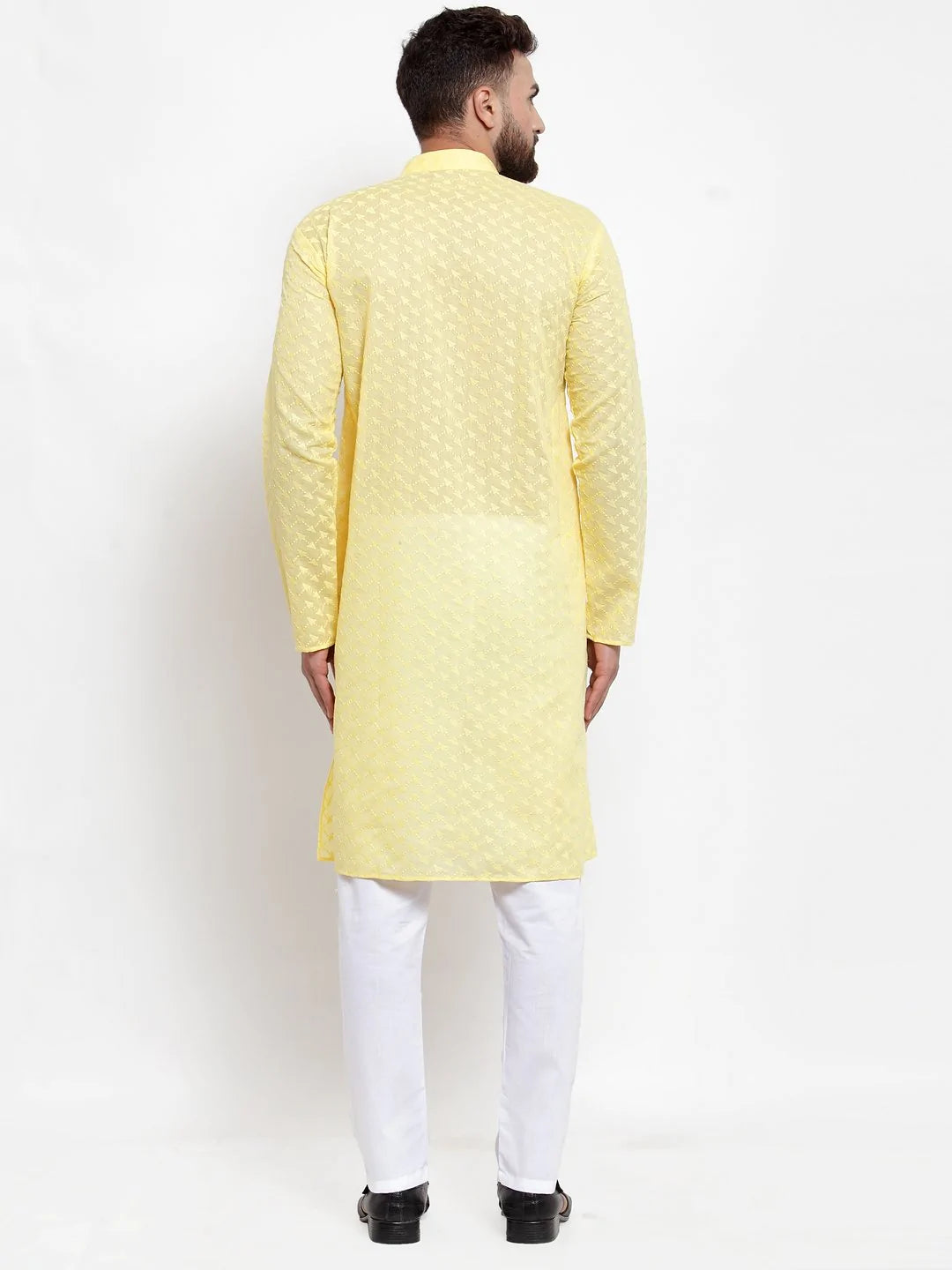 Jompers Men Yellow Chikan Kurta Only ( KO 561 Yellow )