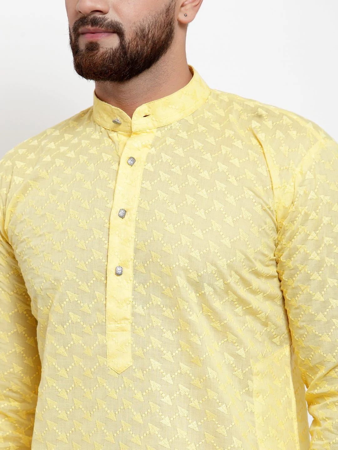 Jompers Men Yellow Chikan Kurta Only ( KO 561 Yellow )
