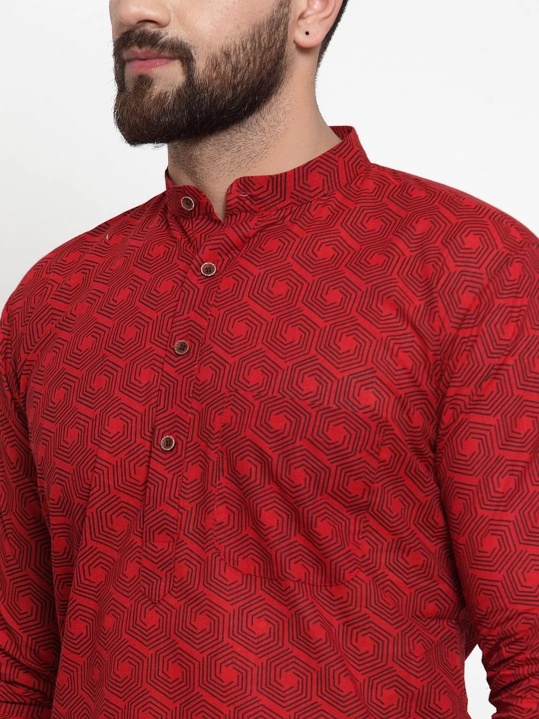 Jompers Men Red Printed Kurta Only ( KO 604 Red )
