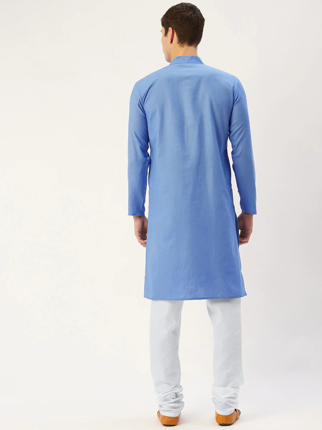 Jompers Men's Blue Cotton Solid Kurta Pyjama ( JOKP 611 Blue )