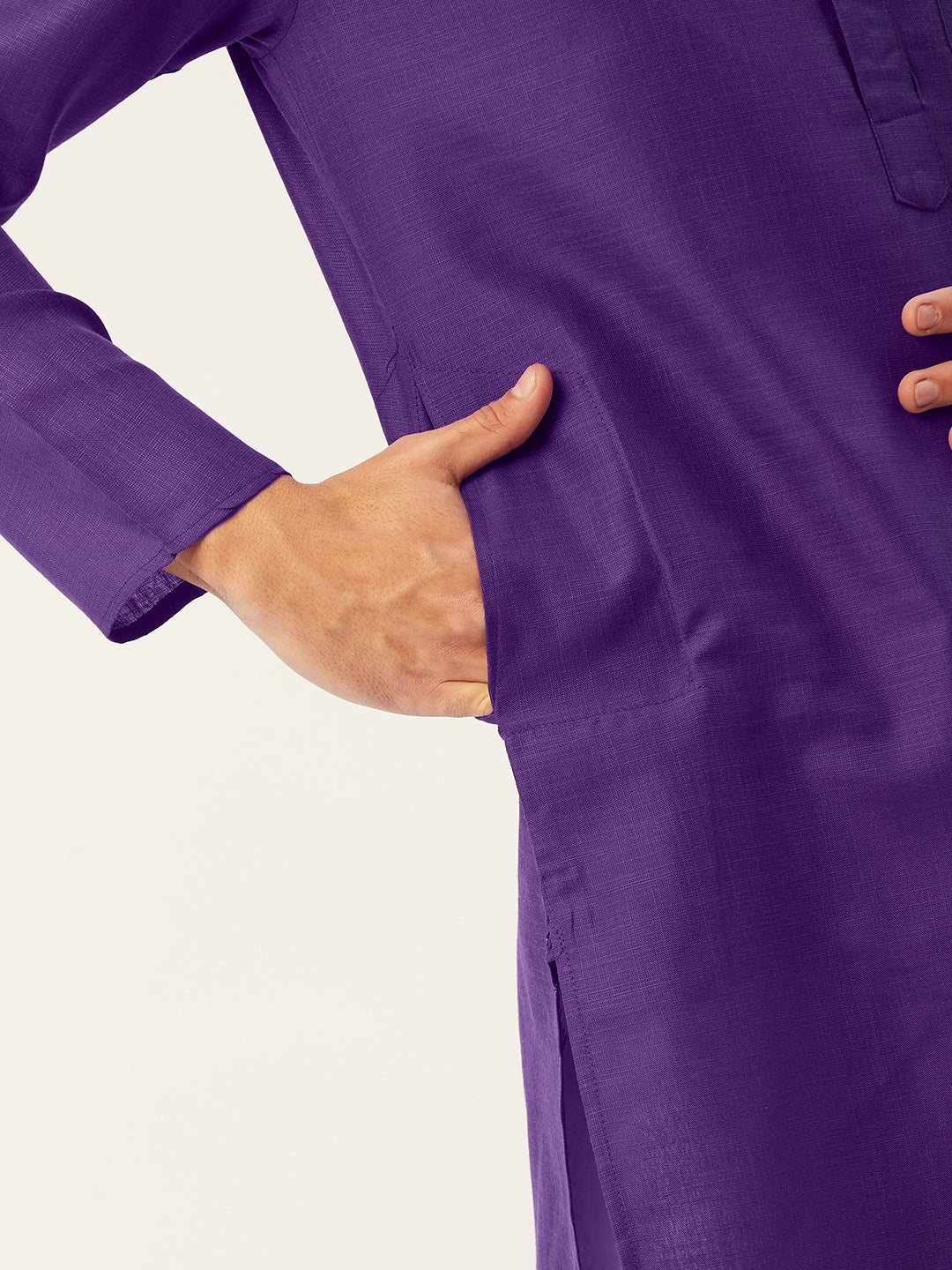 Jompers Men's Purple Cotton Solid Kurta Only ( KO 611 Purple )