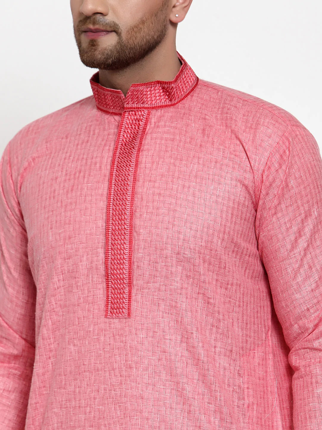 Jompers Men's Pink Woven Kurta Only ( KO 617 Pink )