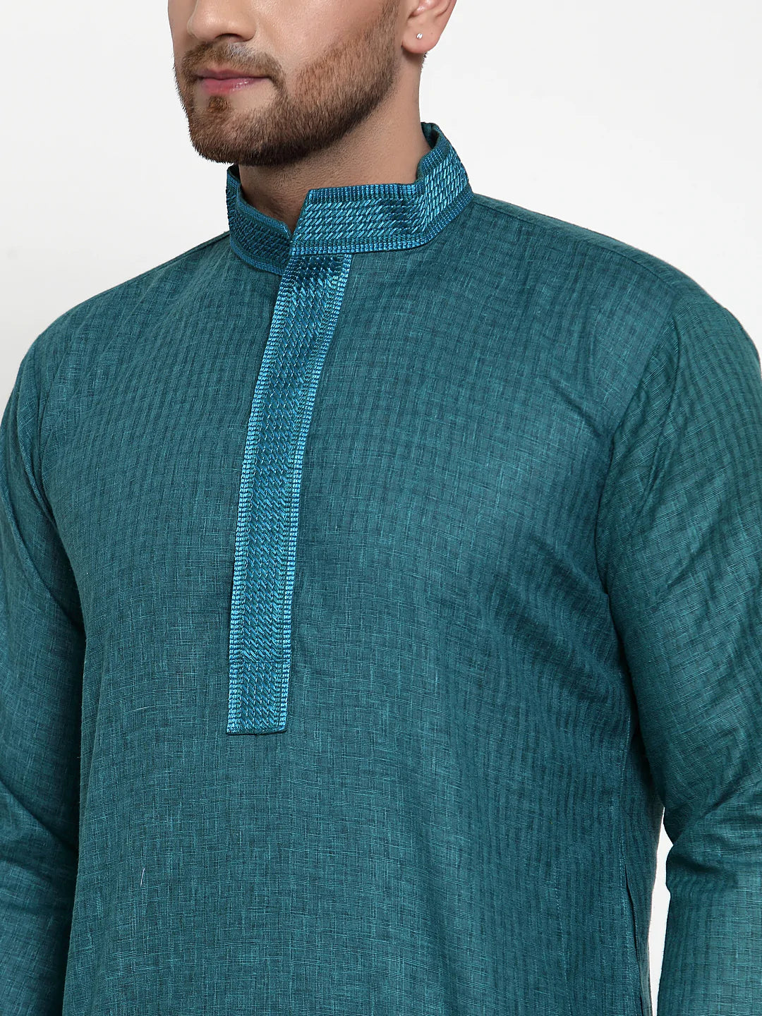 Jompers Men's Teal Woven Kurta Payjama Sets ( JOKP 617 Teal )