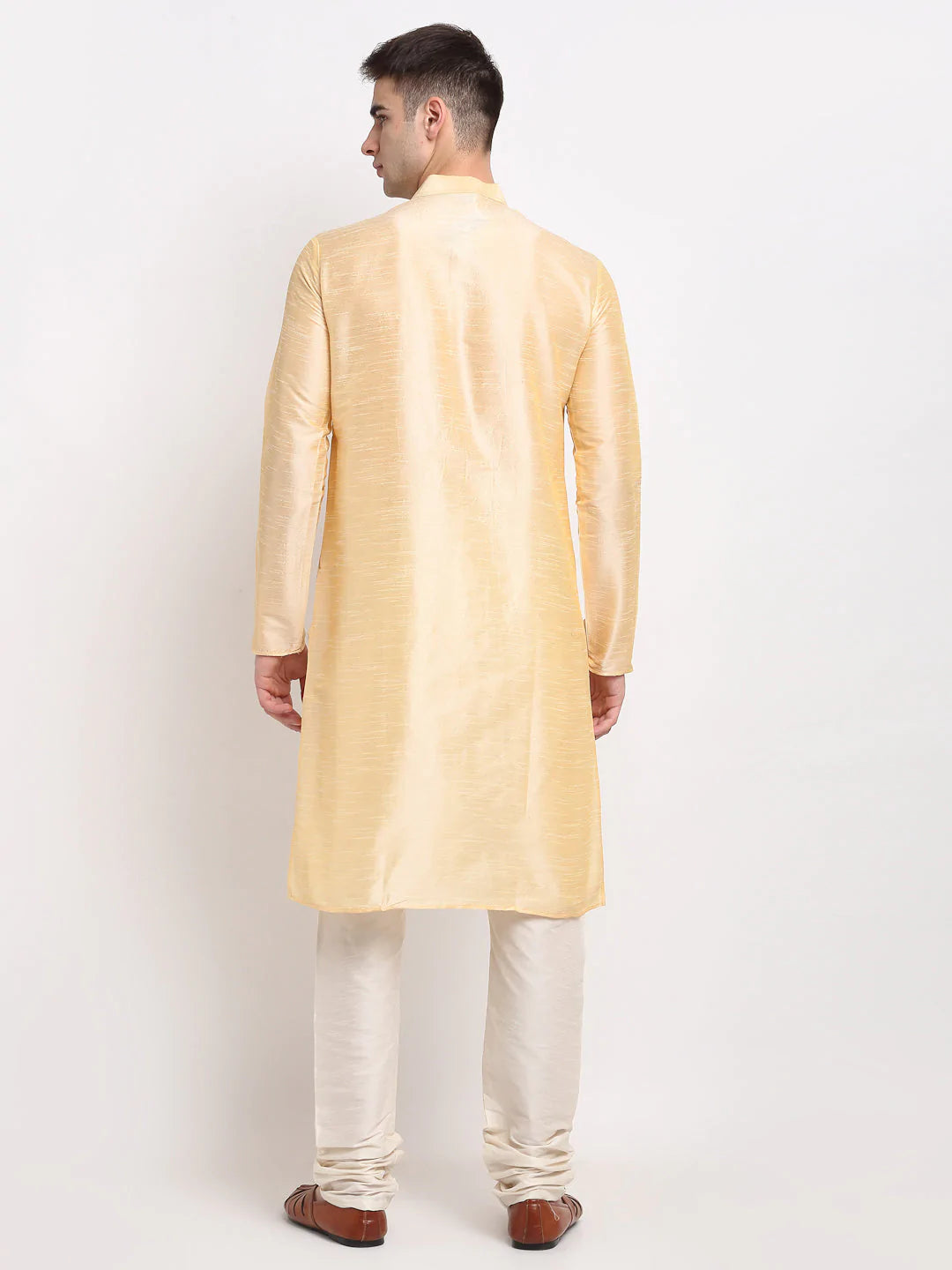 Jompers Men's Golden Solid Dupion Silk Kurta Only( KO 636 Golden )