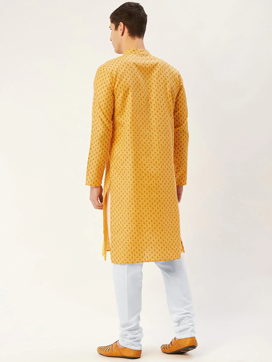 Jompers Men's Mustard Cotton printed kurta Only( KO 652 Mustard )