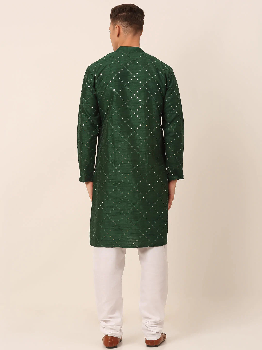 Green Mirror Work Kurta Pyjama ( JOKP 659 Green )